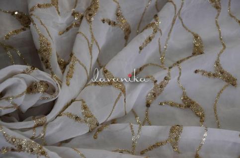 Sequin Work Embroidery on Dyeable Georgette Fabric DnoB7110GCRFD